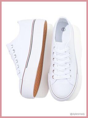 Women's Platform Sneakers Canvas Lace Up Walking Shoes